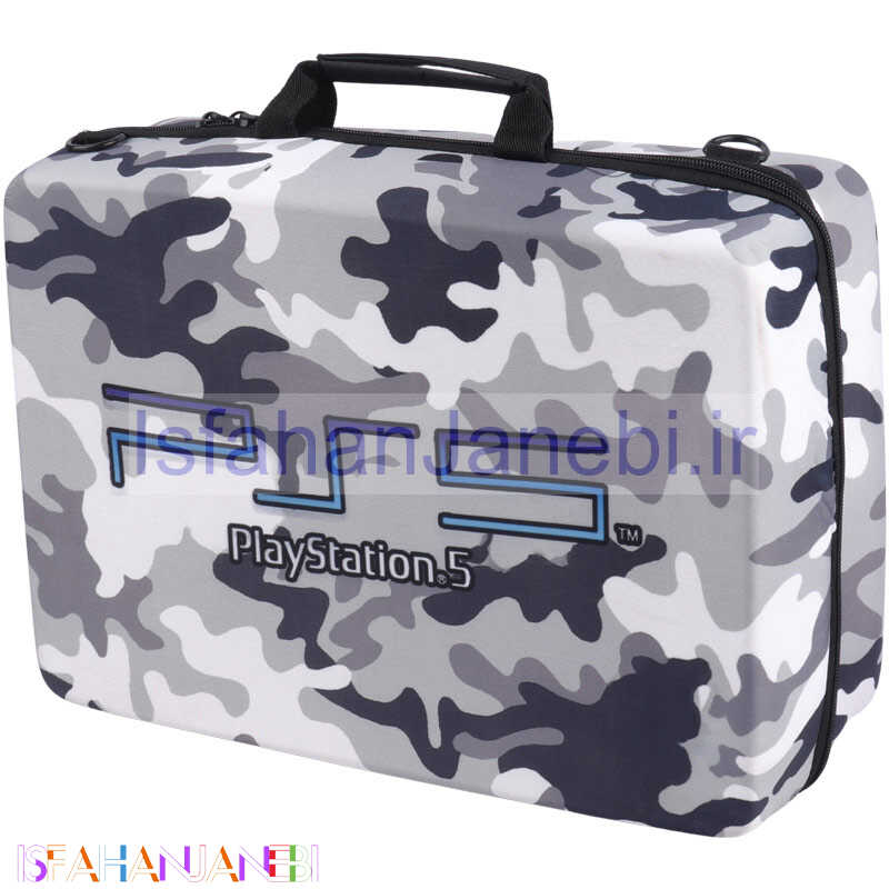اصفهان جانبی-کیف کنسول بازی PS5 طرح چریکی سفید خاکستری