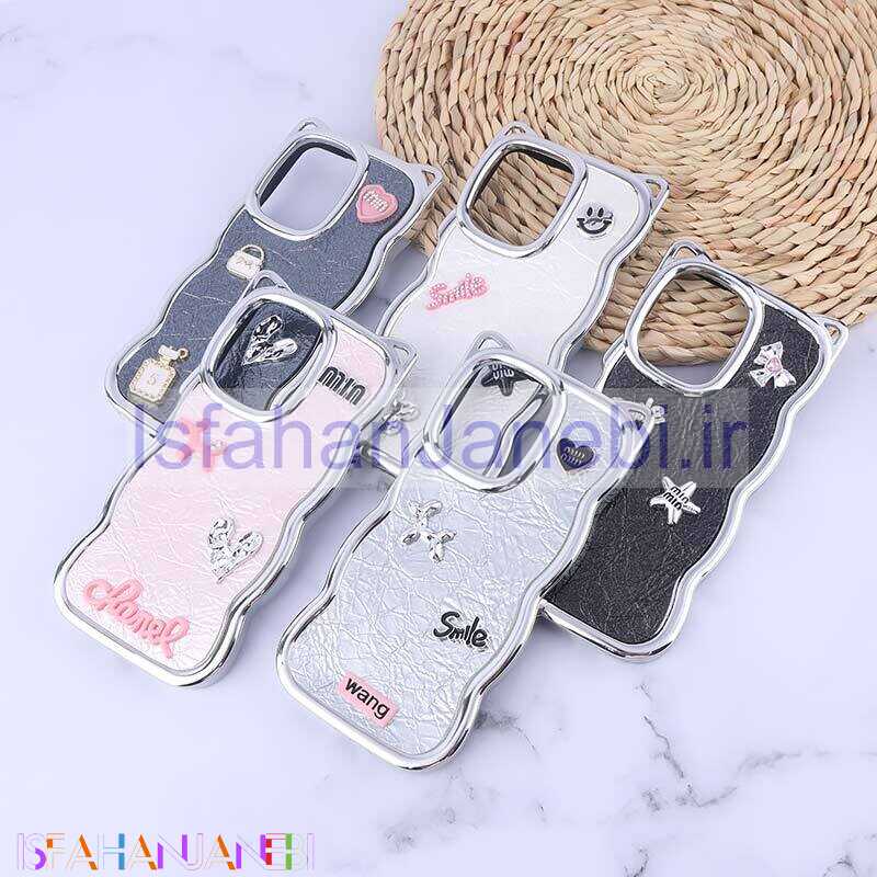 اصفهان جانبی-قاب چرمی موج دار شیائومی Redmi 13C / Poco C65 برجسته گوش دار