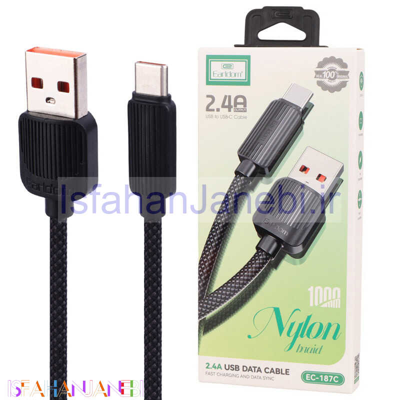 اصفهان جانبی-کابل تایپ سی فست شارژ Earldom EC-187C 2.4A 1m