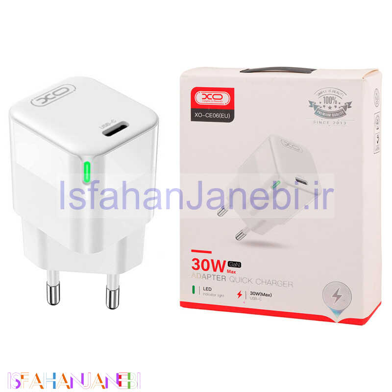اصفهان جانبی-کلگی فست شارژ XO XO-CE06 GaN 3A QC3.0 PD 30W Type-C