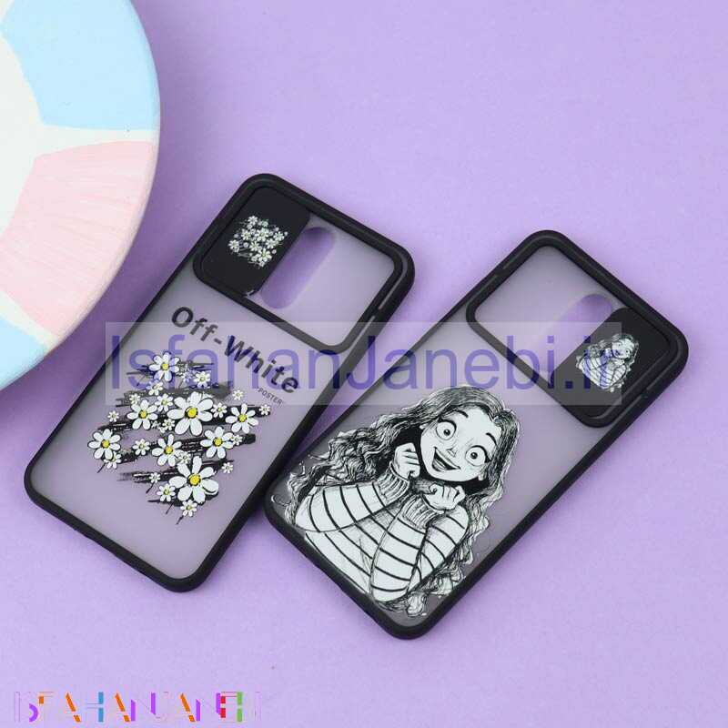 اصفهان جانبی-قاب محافظ لنز دار کشویی طرحدار مشکی Xiaomi Redmi 8/8A