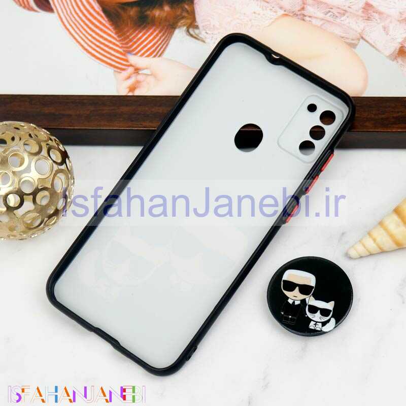 اصفهان جانبی-قاب PC محافظ لنز دار طرح Boss Cat + پاپ سوکت Samsung Galaxy A11