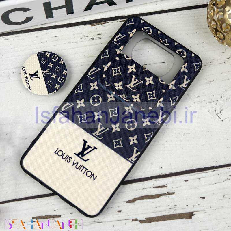 اصفهان جانبی-قاب طرحدار محافظ لنزدار کشویی + پاپ سوکت طرح LV شیائومی Poco X3 سری B