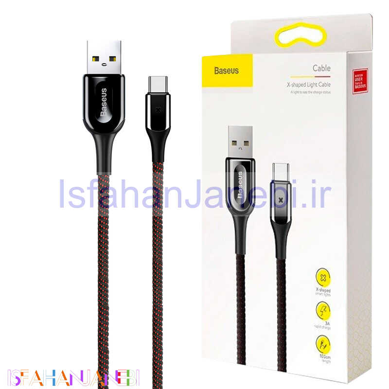 اصفهان جانبی-کابل تایپ سی فست شارژ Baseus CATXD-A01 3A QC3 1m