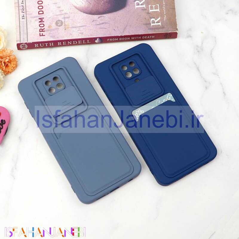 اصفهان جانبی-قاب سیلیکونی محافظ لنزکشویی جاکارتی دار Xiaomi Redmi Note 9s / Note 9 Pro دارک
