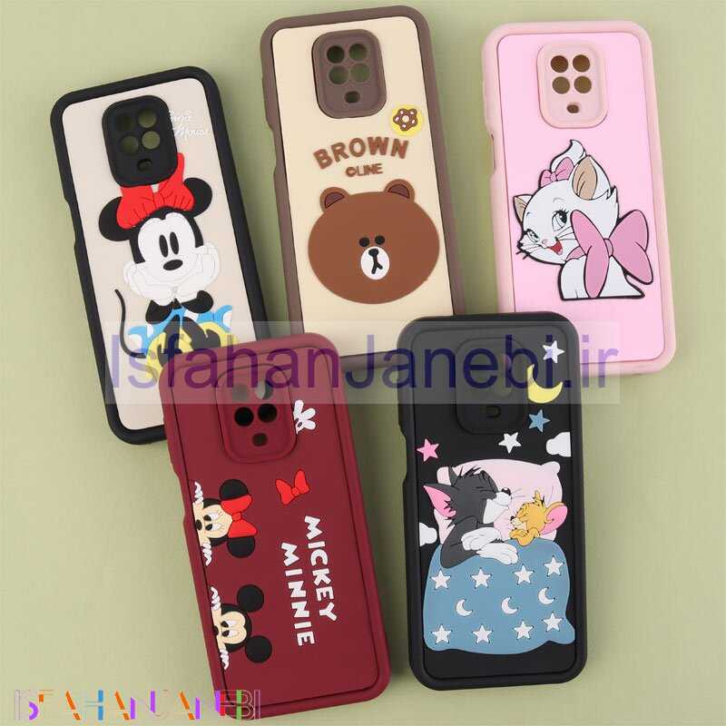 اصفهان جانبی-قاب سولید شیائومی Redmi Note 9s / Note 9 Pro / Note 10 Lite کارتونی برجسته محافظ لنزدار