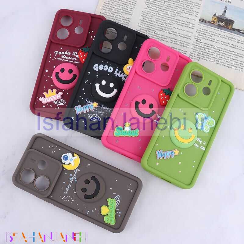 اصفهان جانبی-قاب سیلیکونی سولید شیائومی Redmi Note 14 طرح لبخند محافظ لنزدار