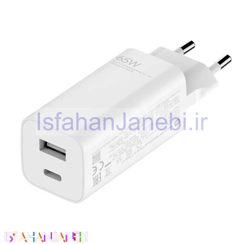 اصفهان جانبی-شارژر دیواری فست شارژ Xiaomi AD652GEU 2Port 5A 65W + کابل تایپ سی