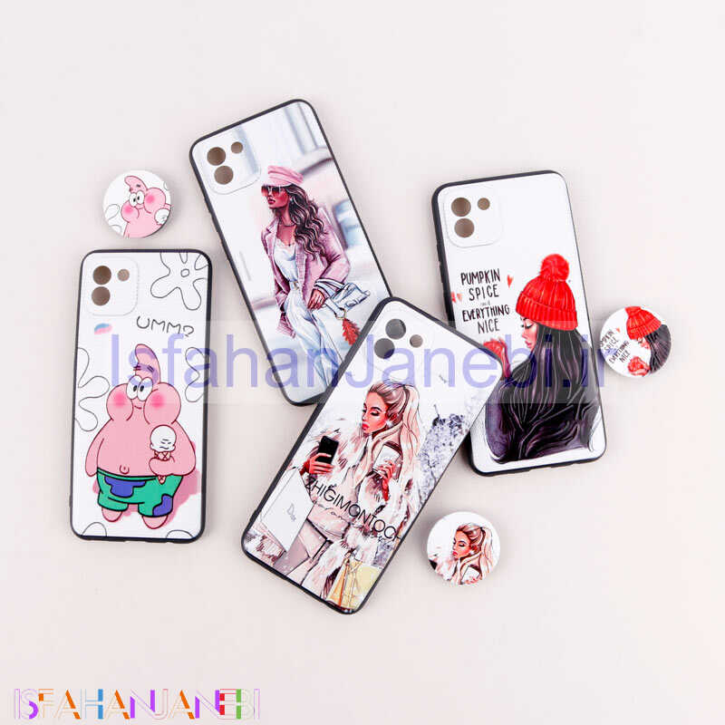 اصفهان جانبی-قاب فانتزی طرحدار دخترانه محافظ لنزدار + پاپ سوکت Samsung Galaxy A03 سری R