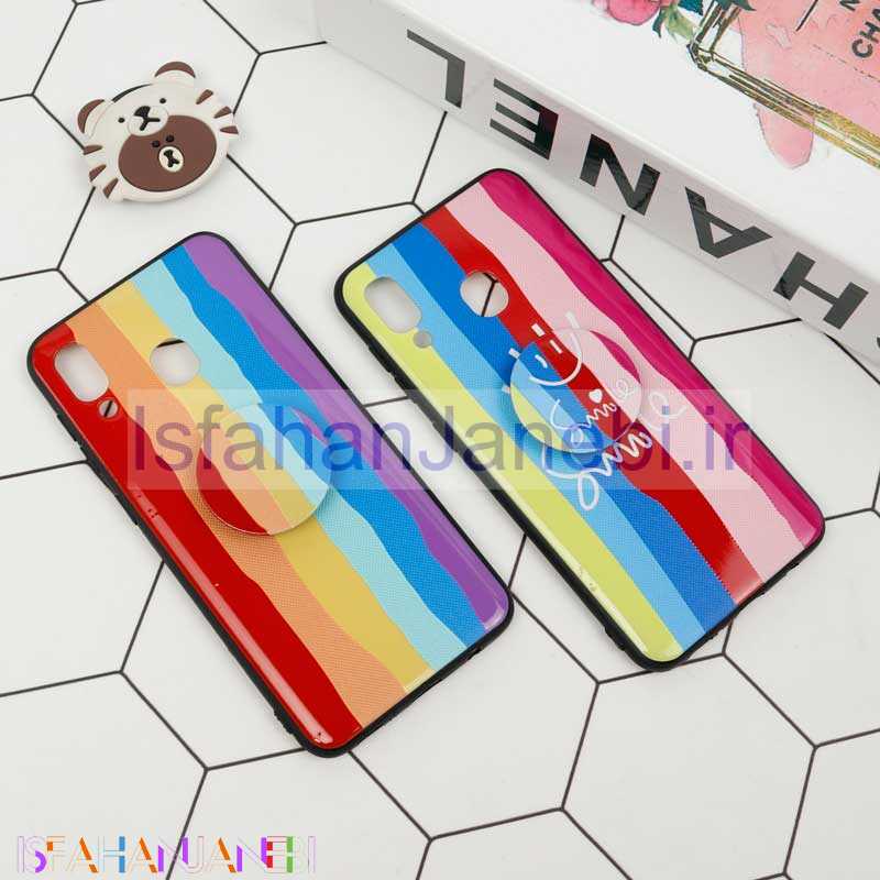 اصفهان جانبی-قاب فانتزی برجسته + پاپ سوکت طرح رنگین کمان سامسونگ A20/A30 سری D