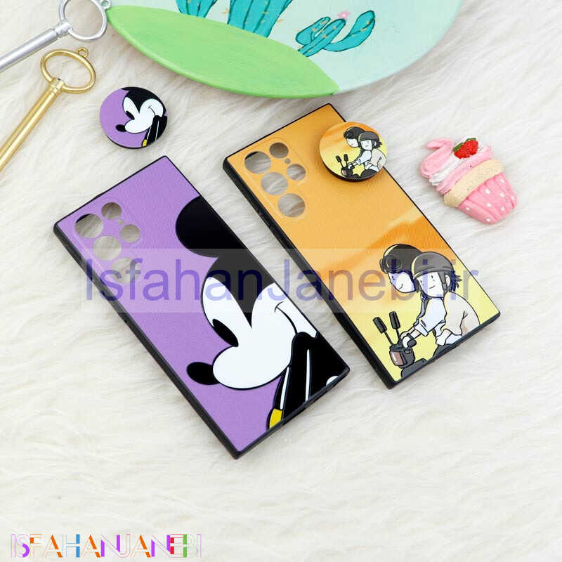 اصفهان جانبی-قاب فانتزی طرحدار دخترانه محافظ لنزدار + پاپ سوکت Samsung Galaxy S22 Ultra سری R