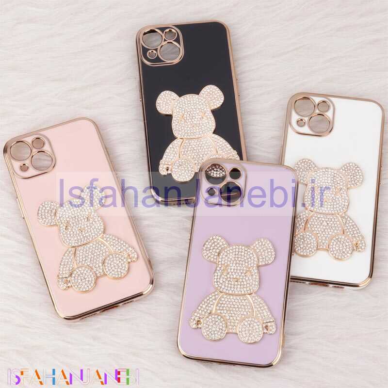 اصفهان جانبی-قاب My Case Power Bear نگین دار محافظ لنزدار iPhone 13