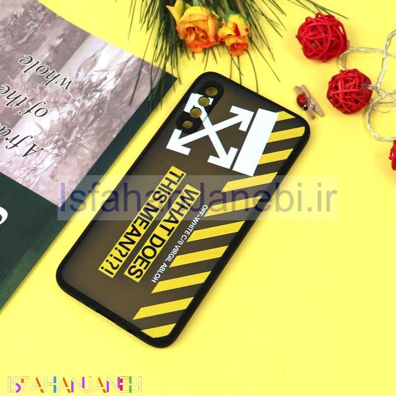 اصفهان جانبی-قاب PC مات محافظ لنزدار طرحدار Off White سامسونگ A70