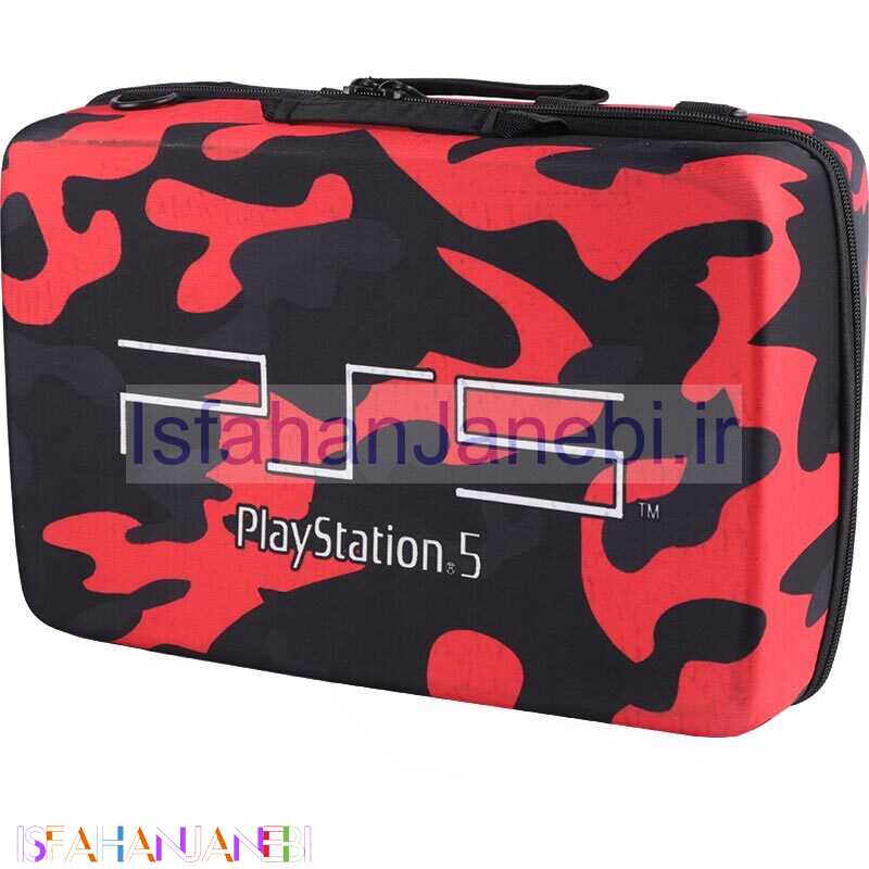 اصفهان جانبی-کیف کنسول بازی PS5 Slim طرح چریکی قرمز مشکی کد 2