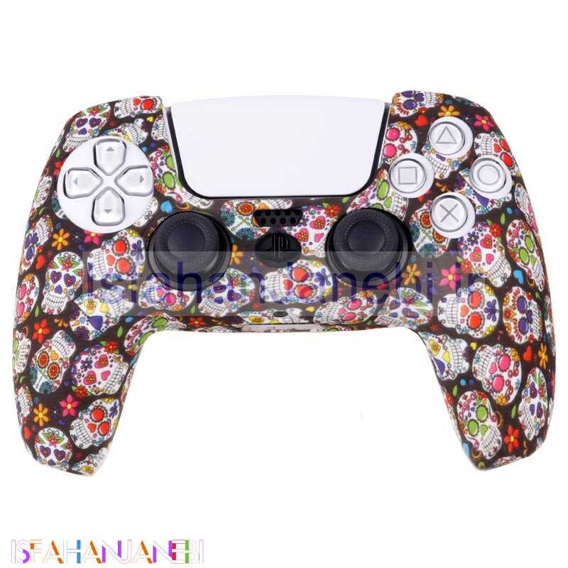 اصفهان جانبی-روکش دسته بازی PS5 طرح اسکلت گلدار زمینه مشکی