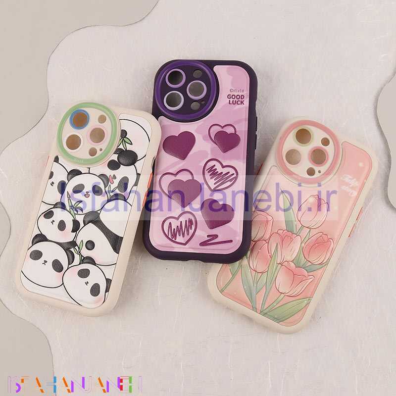 اصفهان جانبی-قاب چرمی آیفون iPhone 13 Pro طرح نقاشی برجسته محافظ لنزدار