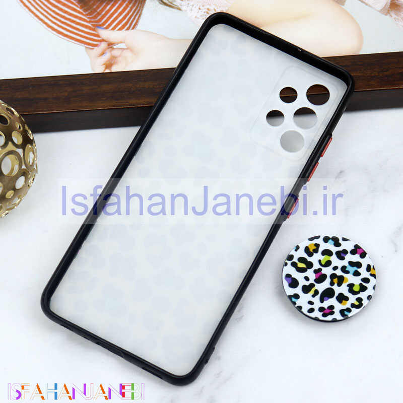 اصفهان جانبی-قاب PC محافظ لنز دار طرح پلنگی + پاپ سوکت Samsung Galaxy A32 4G