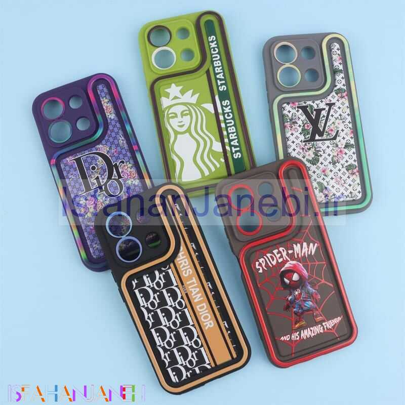 اصفهان جانبی-قاب سولید طرح دار دو رنگ محافظ لنزدار Xiaomi Redmi Note 13 4G