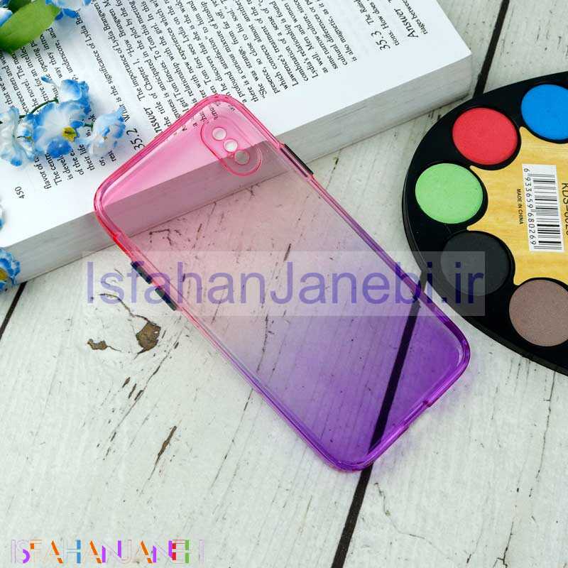 اصفهان جانبی-قاب آبرنگی دور رنگی محافظ لنزدار iPhone X/XS