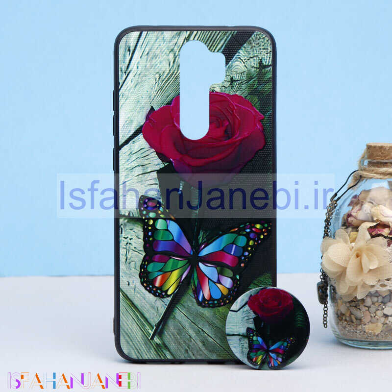 اصفهان جانبی-قاب طرحدار + پاپ سوکت Xiaomi Redmi Note 8 Pro کد7 سری B