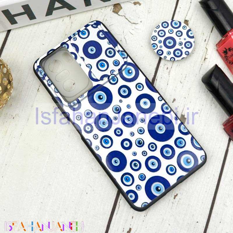 اصفهان جانبی-قاب طرحدار محافظ لنزدار کشویی + پاپ سوکت طرح چشم و نظر شیائومی Poco F3 سری B