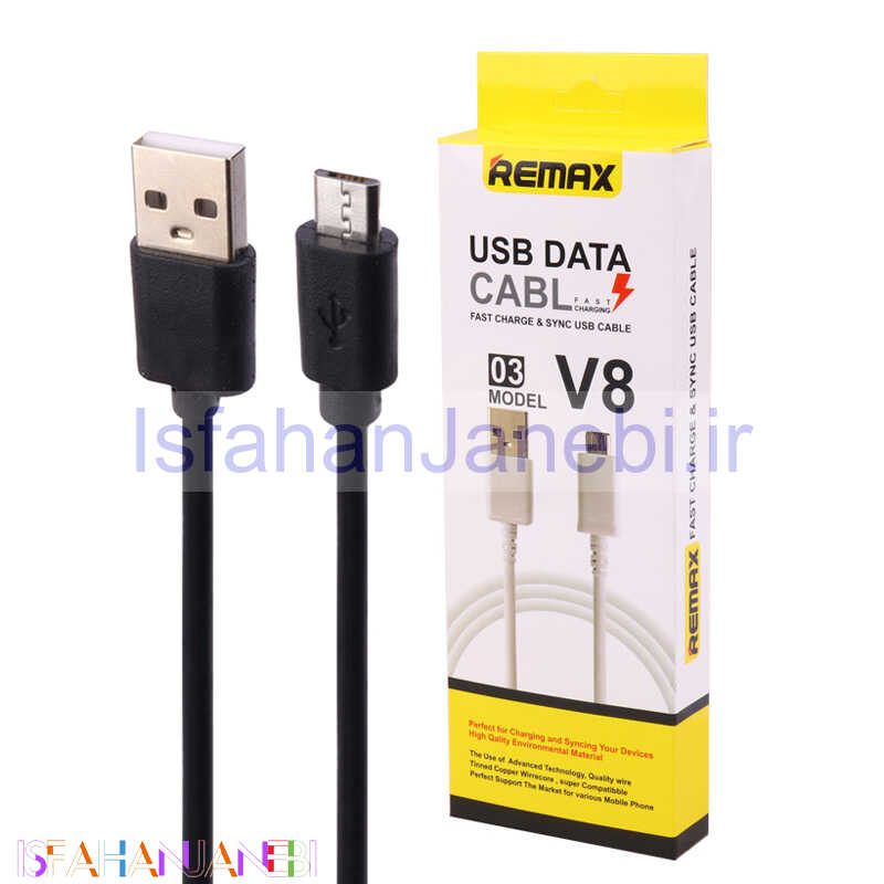 اصفهان جانبی-کابل میکرو یو اس بی فست شارژ Remax V8-03 1m