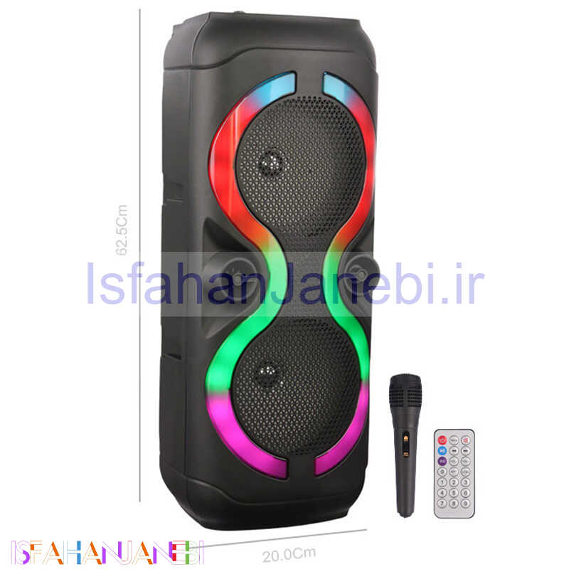 اصفهان جانبی-اسپیکر چمدانی بلوتوثی رم و فلش خور Sing-E ZQS8230 + میکروفون و ریموت کنترل
