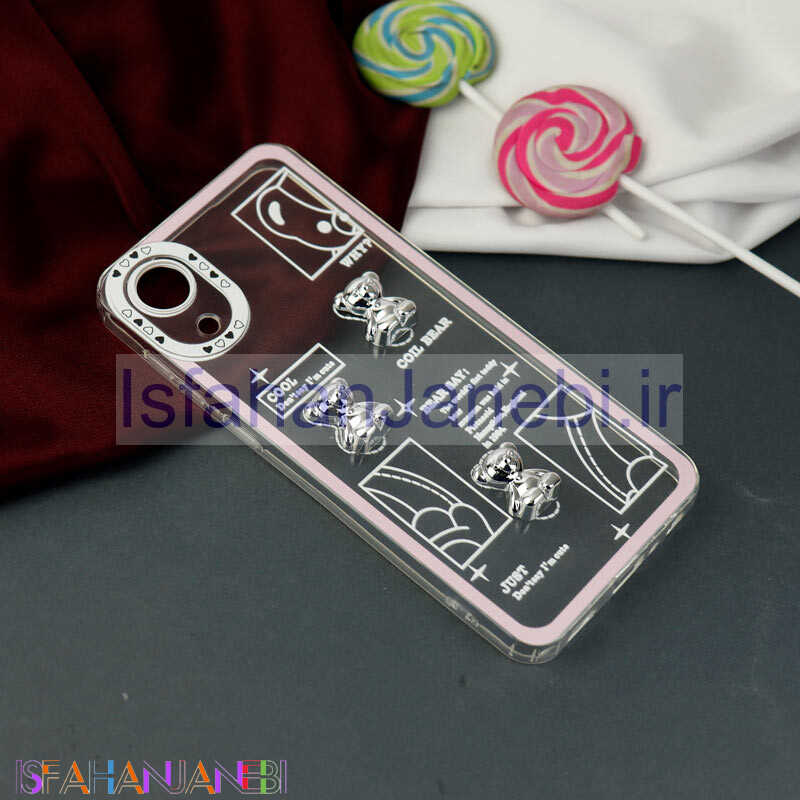 اصفهان جانبی-قاب عروسکی خرس نقره ای محافظ لنزدار Samsung Galaxy A03 Core