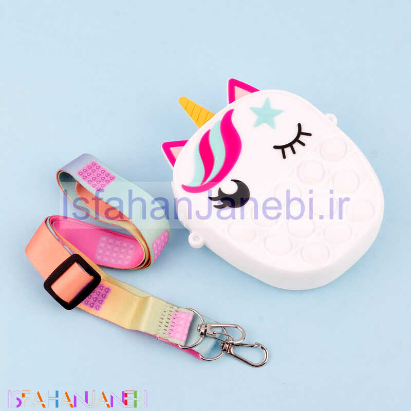 اصفهان جانبی-کیف هندزفری سیلیکونی بند دار پاپیتی تک شاخ سفید