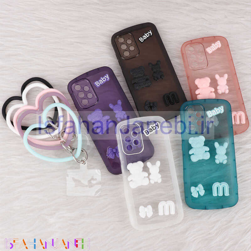 اصفهان جانبی-قاب برجسته عروسکی محافظ لنزدار + آویز قلبی Samsung Galaxy A32 4G