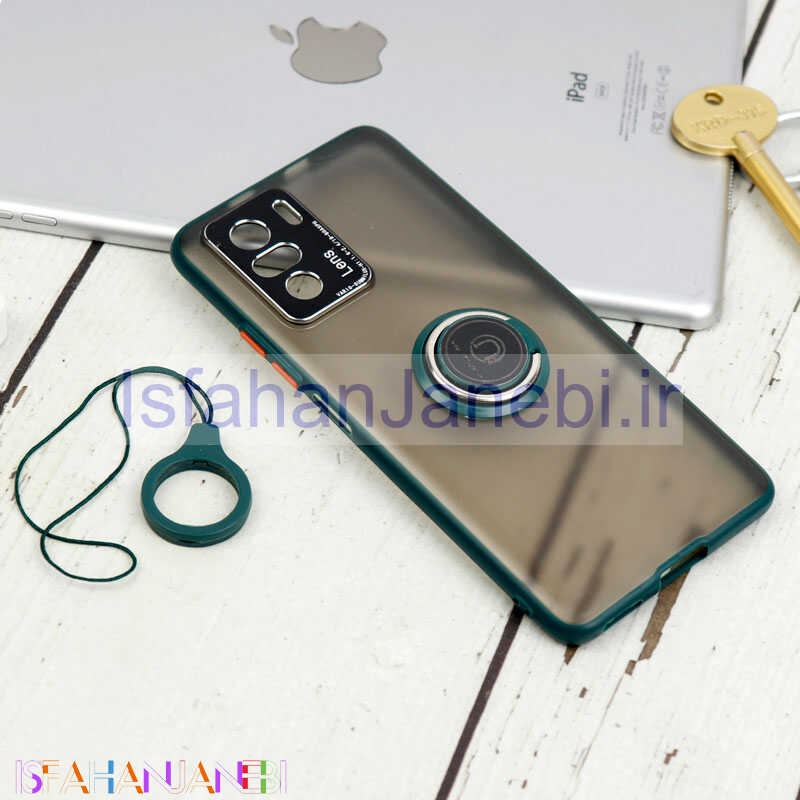 اصفهان جانبی-قاب مات محافظ لنزدار فلزی + هولدر و آویز حلقه ای Xiaomi Poco F3
