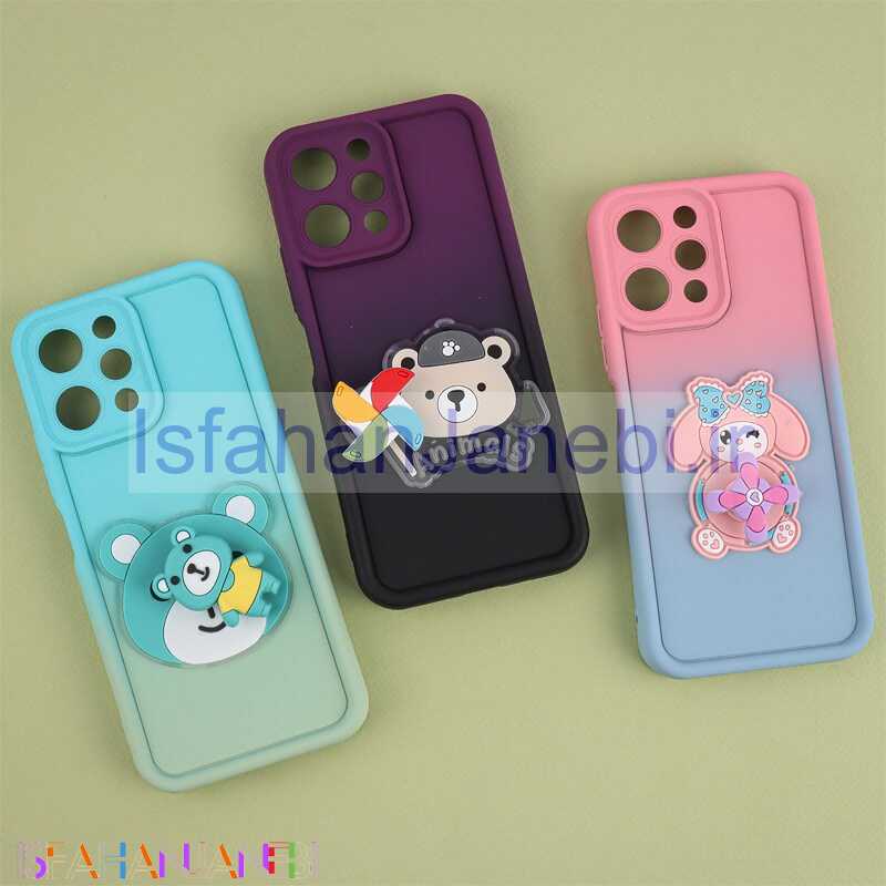 اصفهان جانبی-قاب سیلیکونی شیائومی Redmi 12 اسپینردار محافظ لنزدار دورنگ