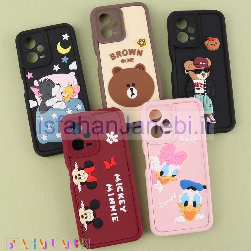 اصفهان جانبی-قاب سولید شیائومی Redmi Note 12 5G کارتونی برجسته محافظ لنزدار