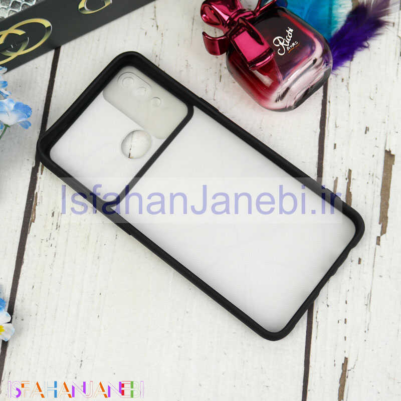 اصفهان جانبی-قاب طرحدار محافظ لنزدار کشویی + پاپ سوکت طرح سنگی مشکی سامسونگ A10s سری C