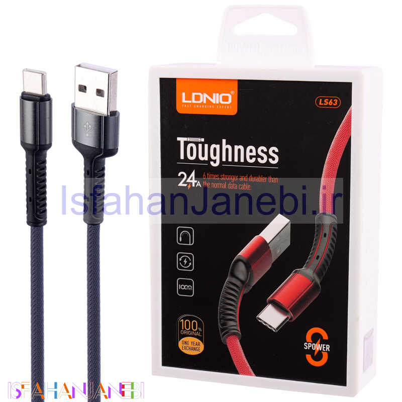 اصفهان جانبی-کابل تایپ سی فست شارژ Ldnio LS63 2.4A 1m