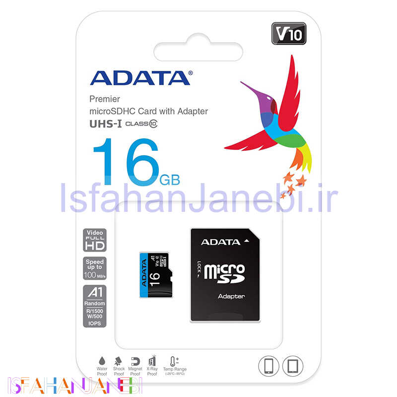 اصفهان جانبی-رم میکرو 16 گیگ ای دیتا Adata Premier V10 U1 A1 100MB/s + خشاب