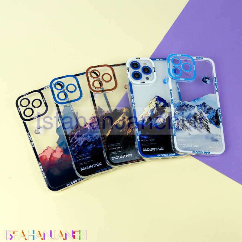 اصفهان جانبی-قاب ژله ای شفاف طرح کوهستان محافظ لنزدار iPhone 13 Pro Max