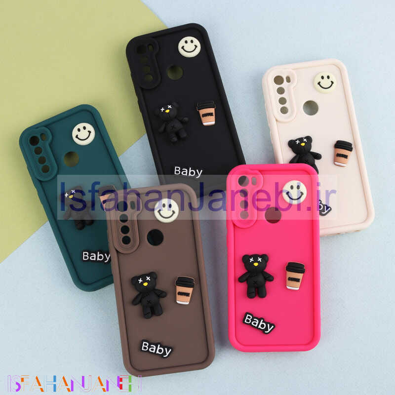 اصفهان جانبی-قاب سیلیکونی Fashion Case عروسک برجسته ریز محافظ لنزدار Xiaomi Redmi Note 8