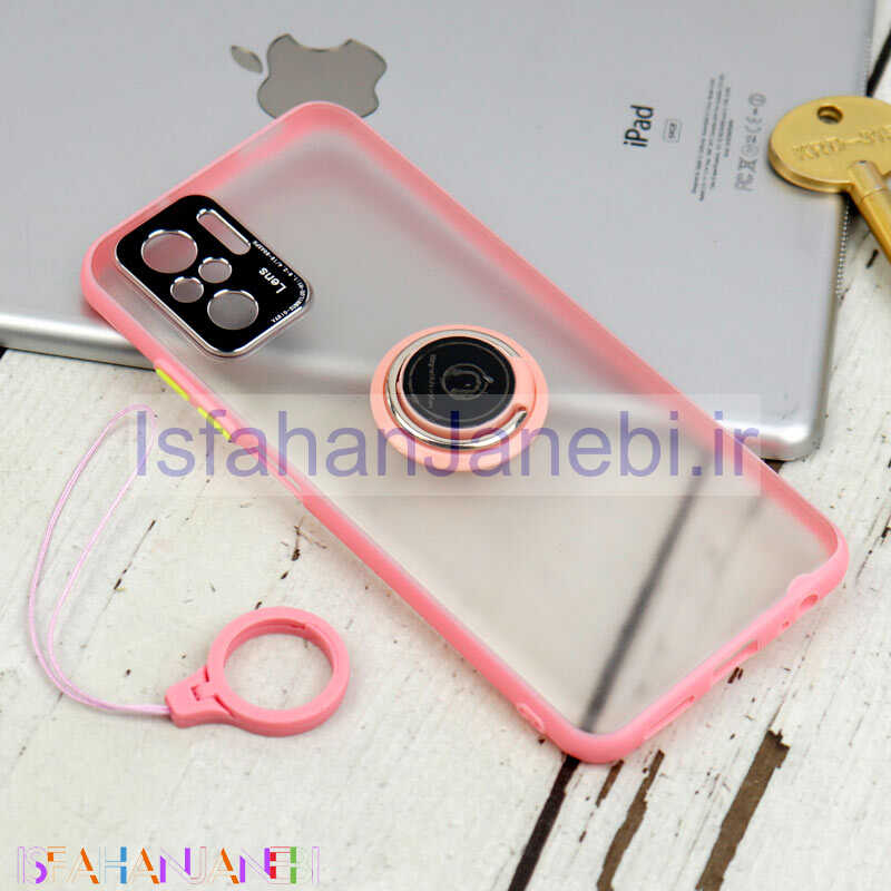 اصفهان جانبی-قاب مات محافظ لنزدار فلزی + هولدر و آویز حلقه ای Xiaomi Redmi Note 10