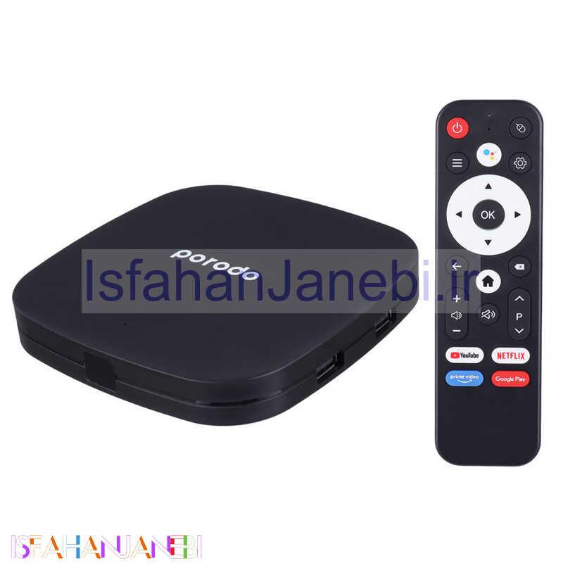 اصفهان جانبی-اندروید باکس Porodo PD-ANTVB-BK 8GB 1080P + ریموت کنترل