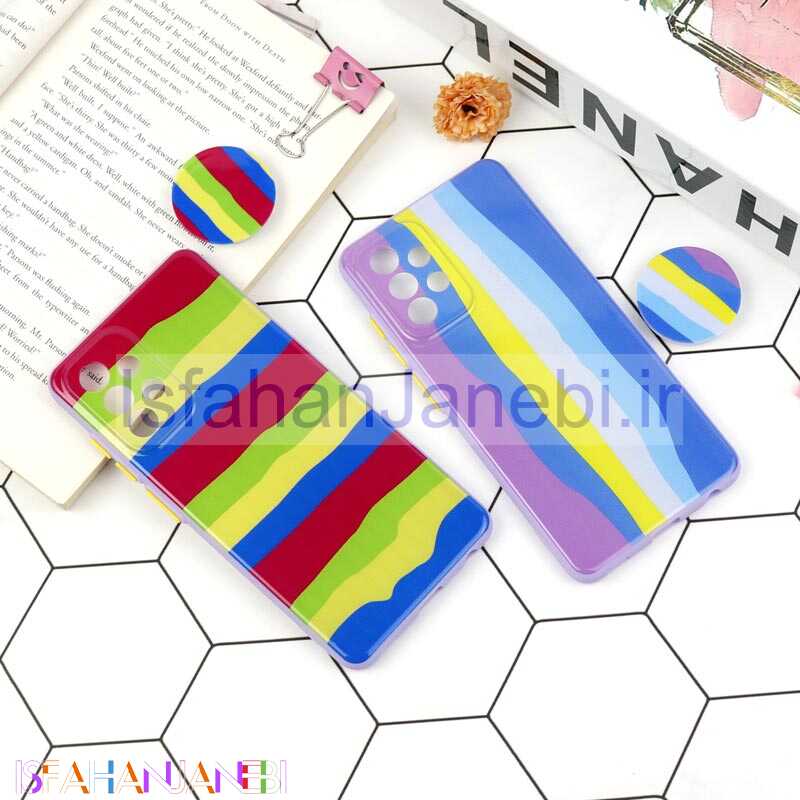 اصفهان جانبی-قاب محافظ لنزدار رنگین کمانی پاپ سوکت دار سامسونگ Samsung Galaxy A52 / A52s