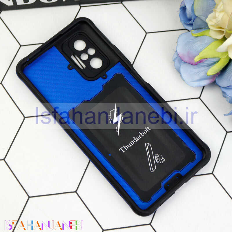 اصفهان جانبی-قاب ضد ضربه محافظ لنزدار کشویی هولدر دار بتمن Xiaomi Redmi Note 10 Pro آبی