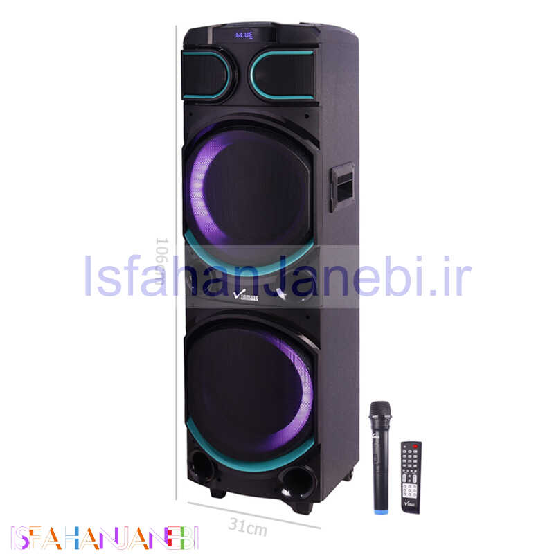 اصفهان جانبی-اسپیکر چمدانی بلوتوثی رم و فلش خور Vanmaax MAX-1400 + میکروفون و ریموت کنترل