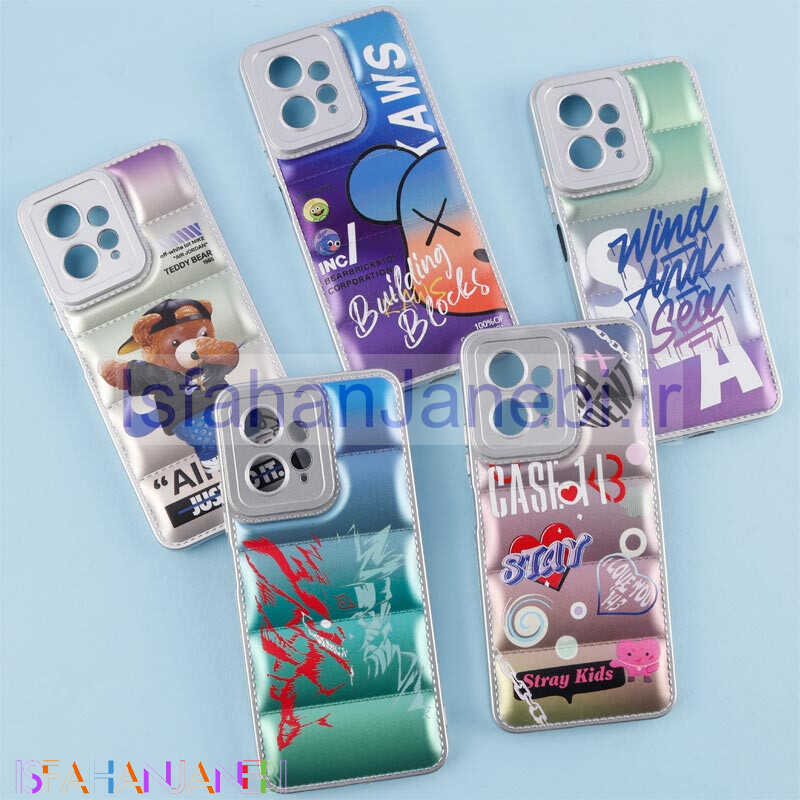 اصفهان جانبی-قاب پافر طرح دار متالیک محافظ لنزدار Xiaomi Redmi Note 12 4G