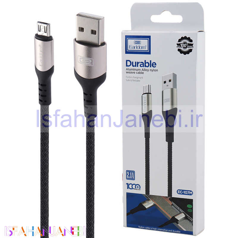 اصفهان جانبی-کابل میکرو یو اس بی فست شارژ Earldom EC-107M 2.4A 1m