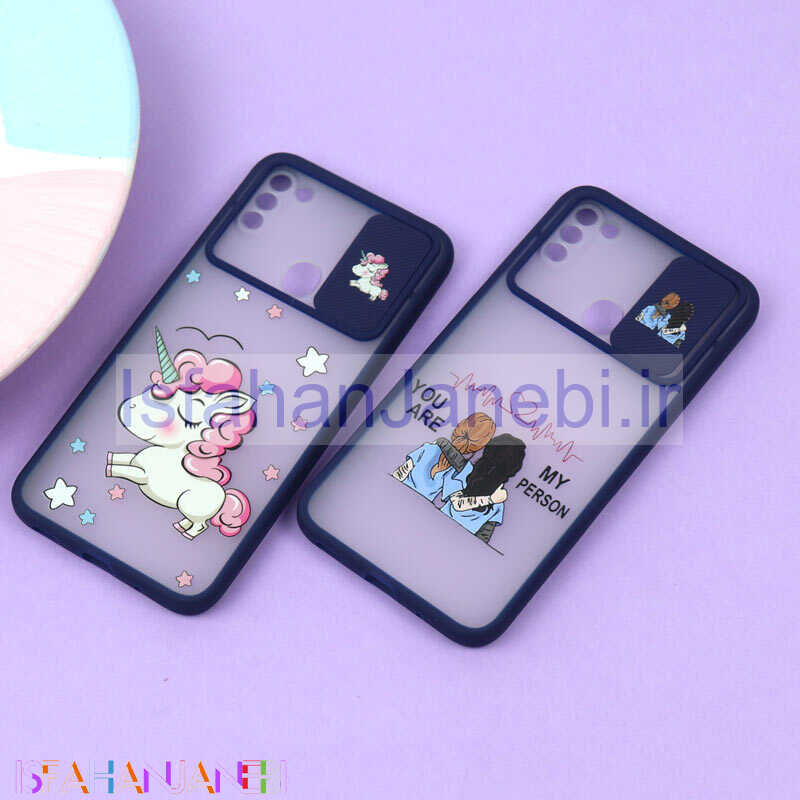 اصفهان جانبی-قاب محافظ لنز دار کشویی طرحدار سرمه ای Samsung A11 / M11