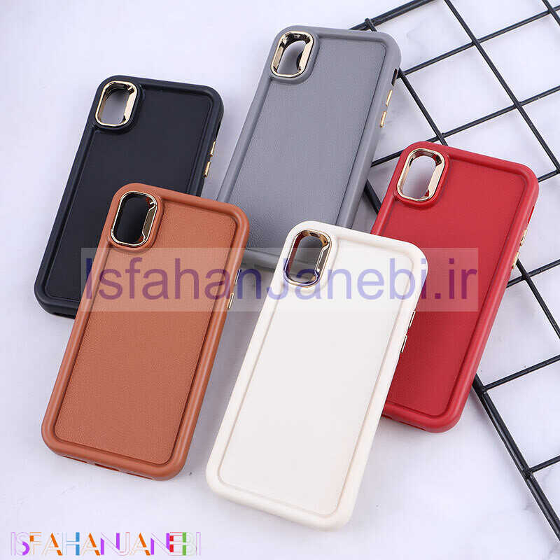 اصفهان جانبی-قاب سولید چرمی آیفون X / XS دور محافظ متال