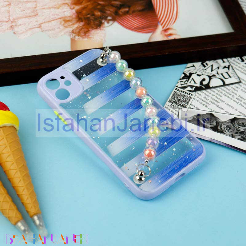 اصفهان جانبی-قاب فانتزی بند مرواریدی محافظ لنزدار iPhone 11