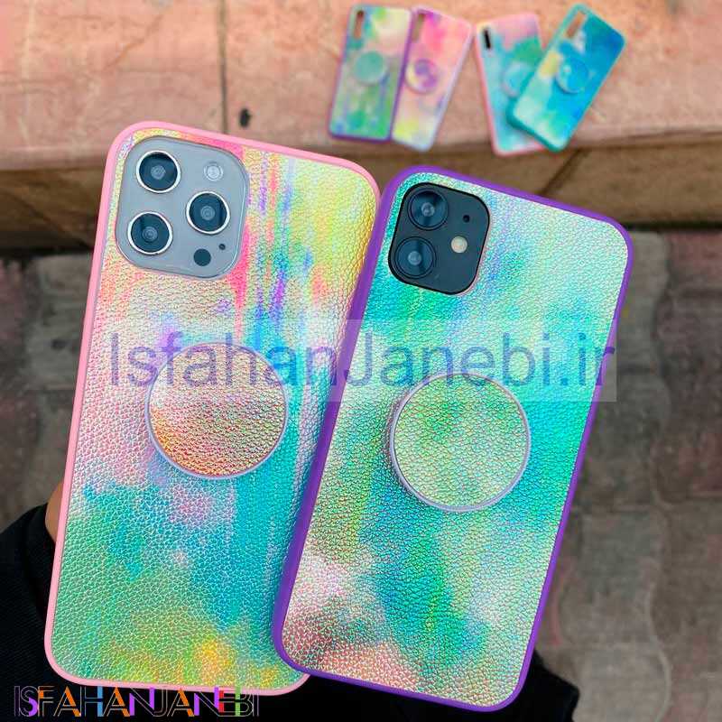 اصفهان جانبی-قاب چرمی هولوگرامی پاپ سوکت دار Samsung Galaxy A31 صورتی