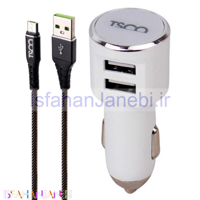 اصفهان جانبی-شارژر فندکی فست شارژ TSCO TCG 29N 3.1A 15.5W + کابل میکرو یو اس بی